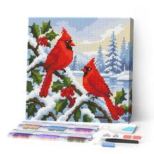 Load image into Gallery viewer, Mini Diamond Painting 10"x10"  for adults -  Winter Cardinals Figured'Art
