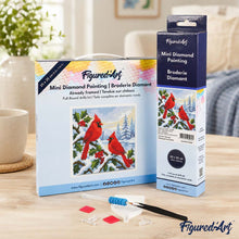 Load image into Gallery viewer, Mini Diamond Painting 10"x10" - Winter Cardinals