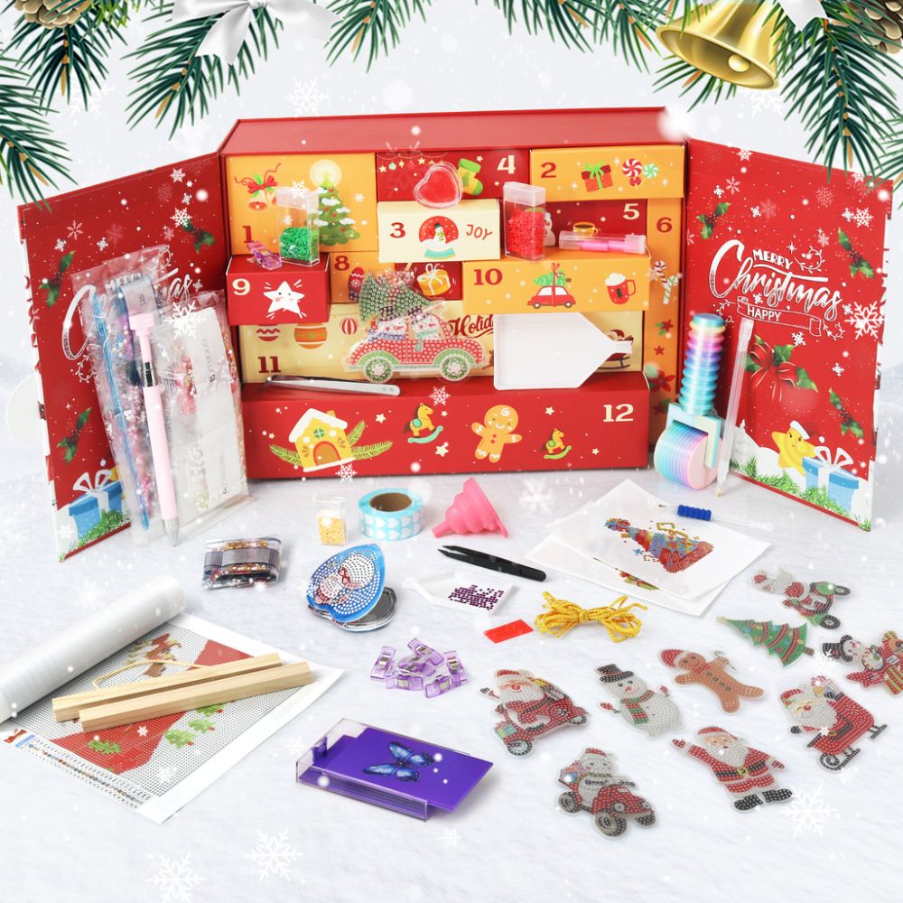 Diamond Painting Advent Calendar 2025 - 12 Days of Shimmer (Red) Figured'Art