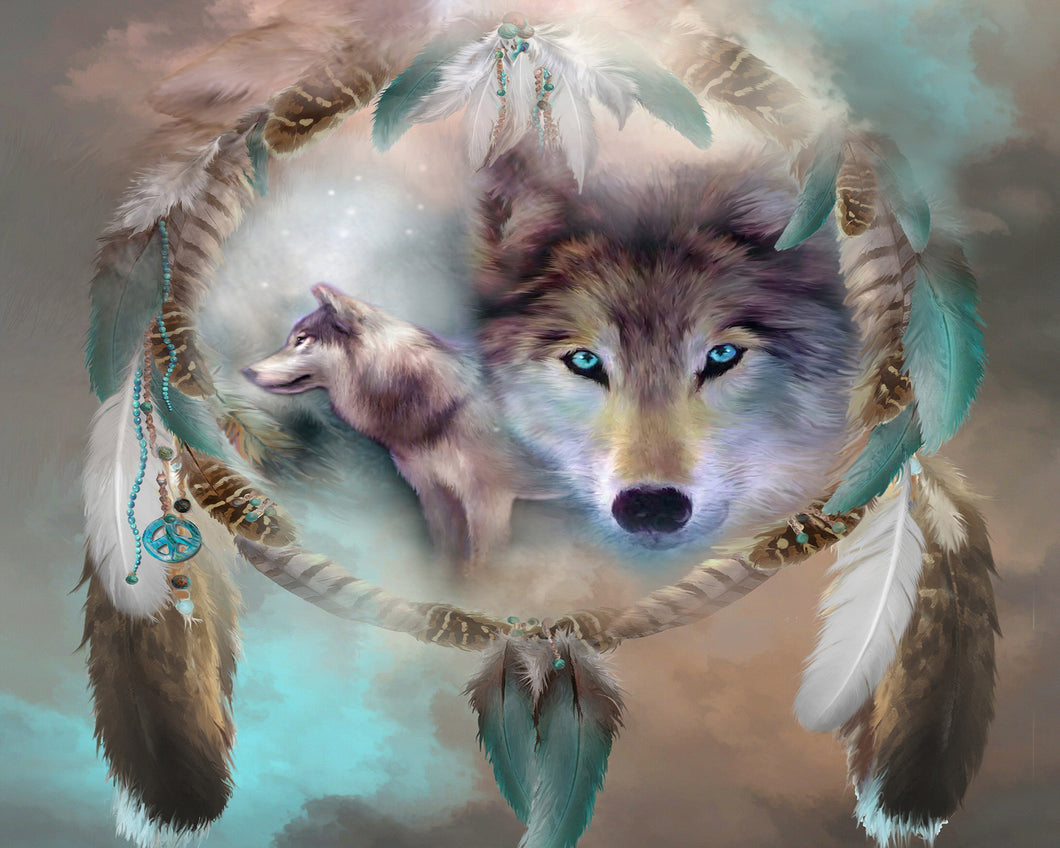 Diamond Painting | Diamond Painting - Wolves and Feathers | animals Diamond Painting Animals rabbits wolves | FiguredArt