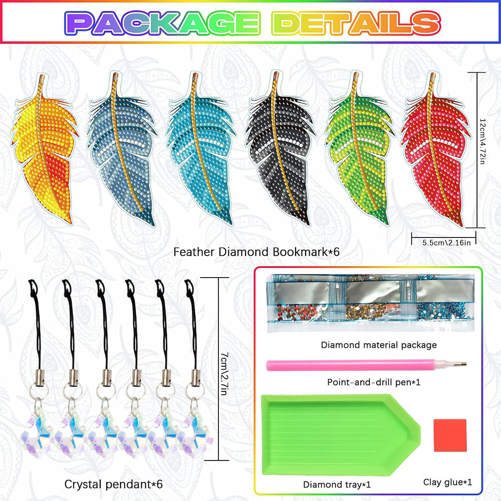 Diamond Painting 6x Bookmark Colorful Leaves