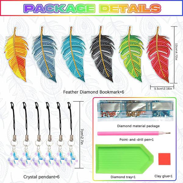 Diamond Painting 6x Bookmark Colorful Leaves