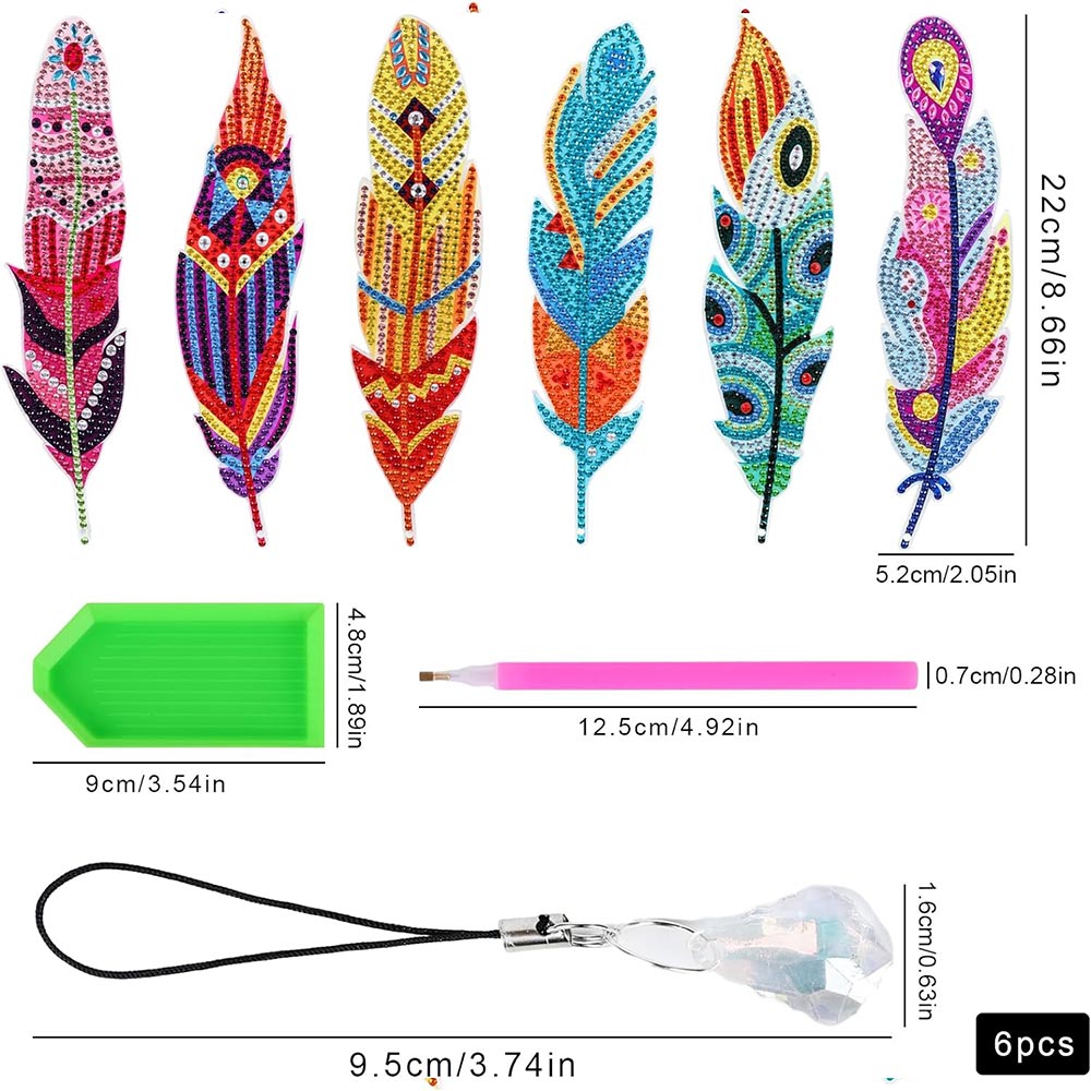 9 Pcs Diaond Painting Bookarks With Crystal Pendant, KKUYT 5D Diaond