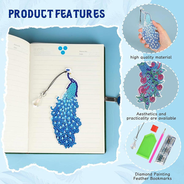 Diamond Painting 6x Peacock Bookmarks
