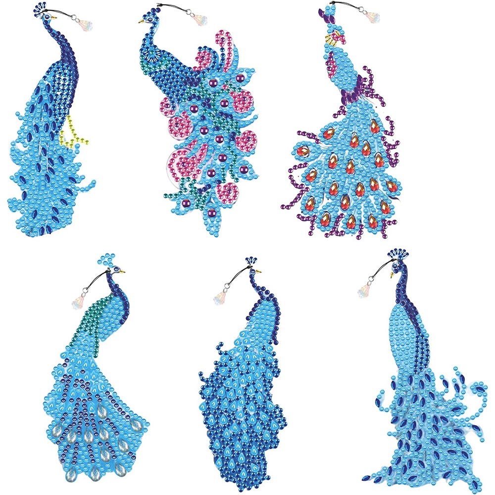Diamond Painting 6x Peacock Bookmarks