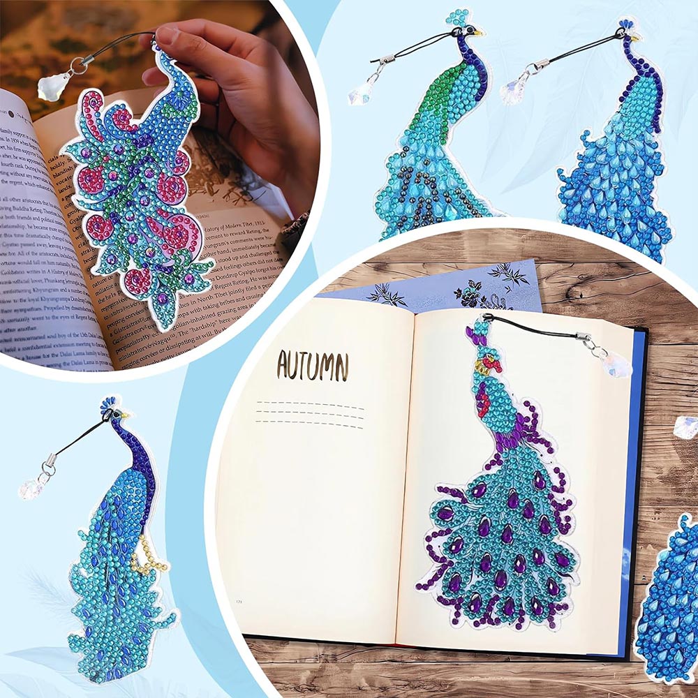 Diamond Painting 6x Peacock Bookmarks