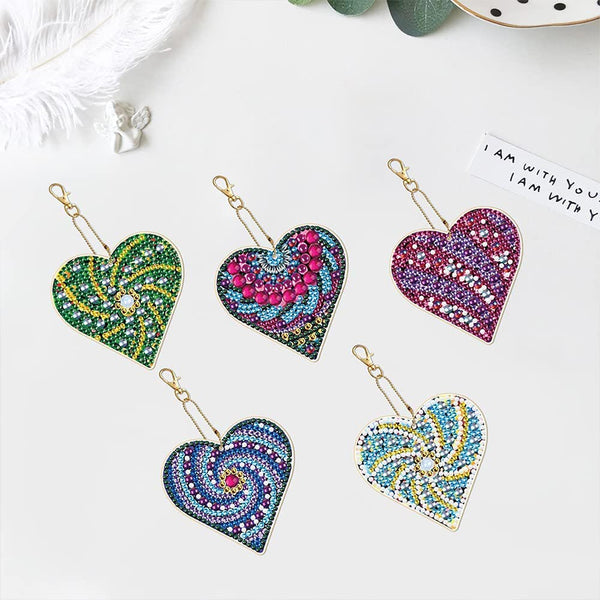Diamond Painting Heart Pendant 5pc Set 5