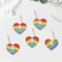 Load image into Gallery viewer, Diamond Painting Pendant Rainbow Hearts 5 Piece Set