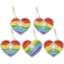 Load image into Gallery viewer, Diamond Painting Pendant Rainbow Hearts 5 Piece Set