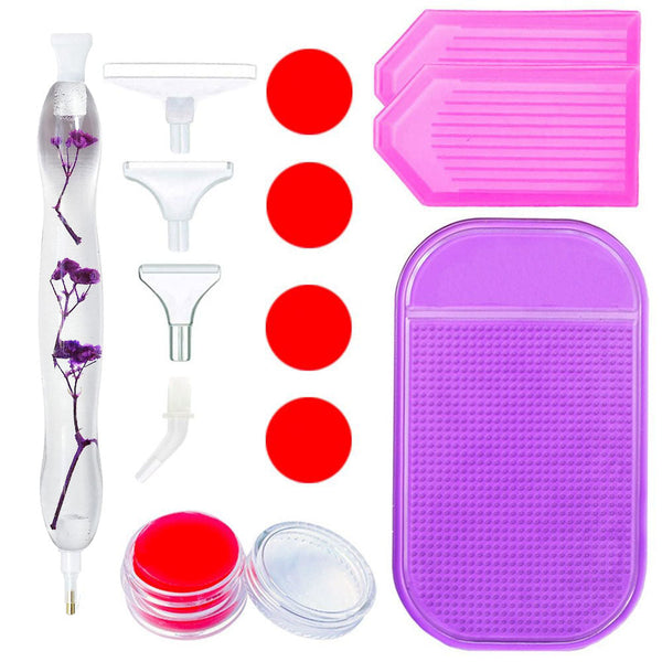 Diamond Painting Ergonomic Premium Pen Purple Flowers 5 Variations