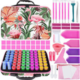 Diamond Painting Case Flamingo with 70 Jars + Accessories