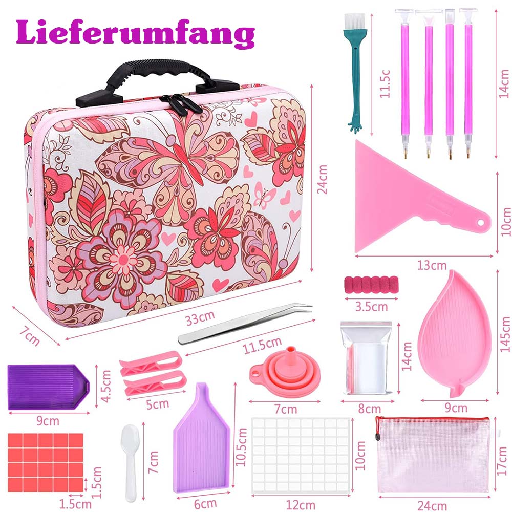 Diamond Painting Case Butterflies with 60 Compartments + Accessories