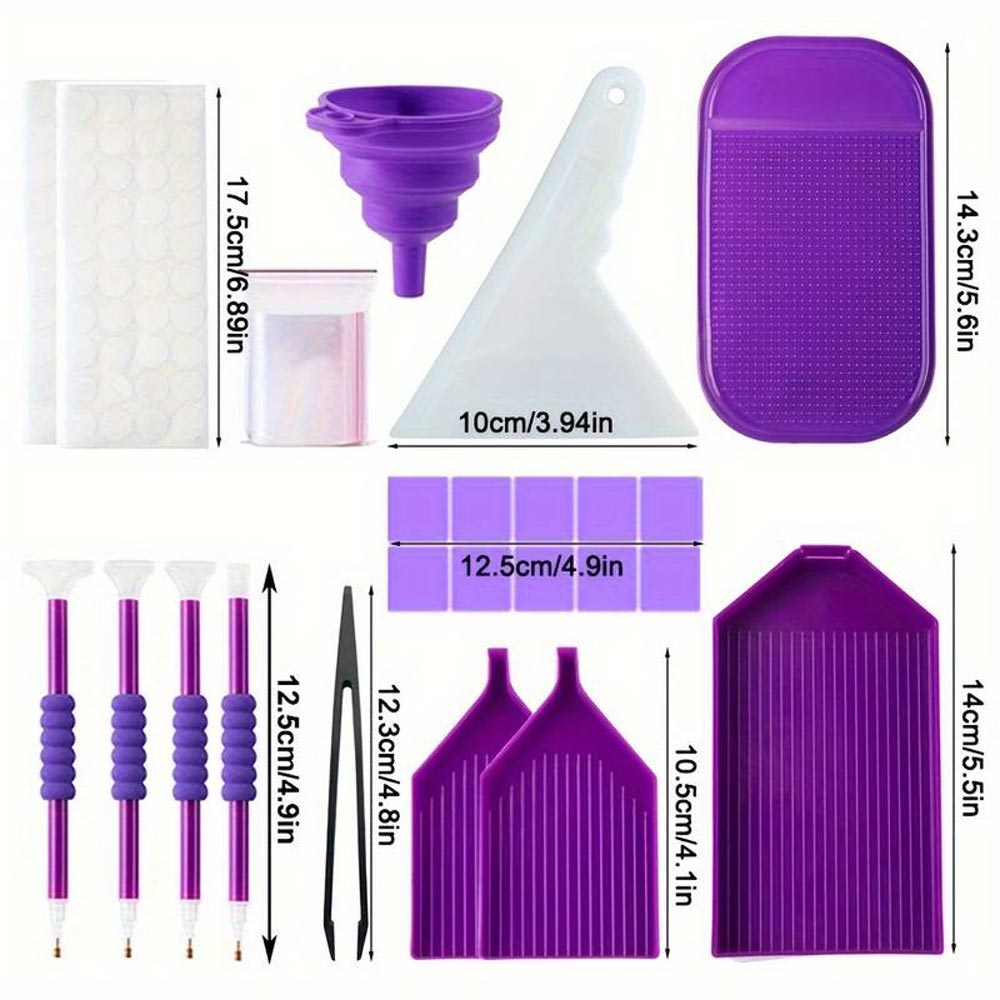 Diamond Painting Case Purple with 60 Compartments + Accessories
