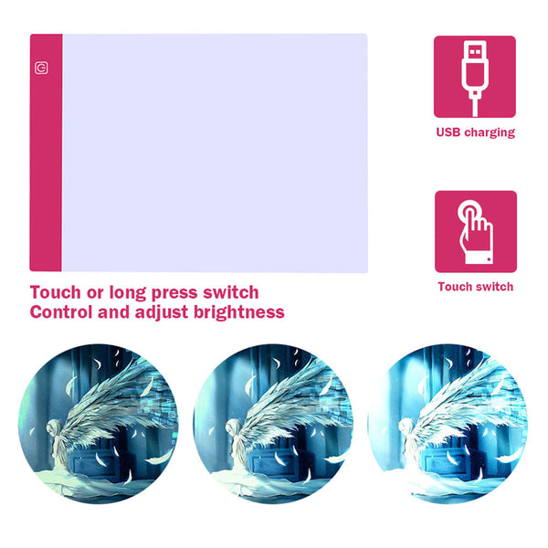 Diamond Painting LED Pad Pink + Accessories A4