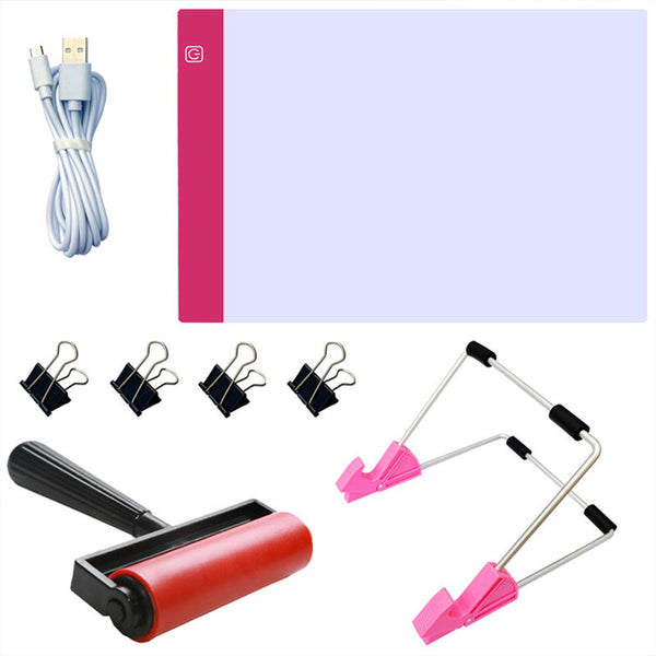 Diamond Painting LED Pad Pink + Accessories A4