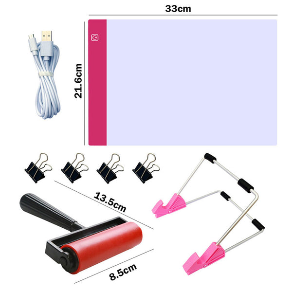 Diamond Painting LED Pad Pink + Accessories A4