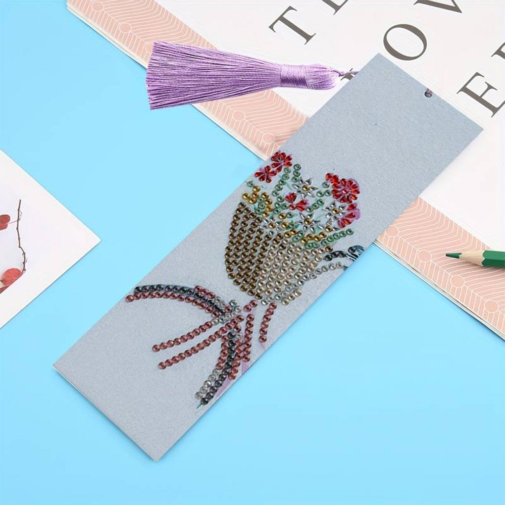 Diamond Painting Bookmark Bicycle Basket with Flowers