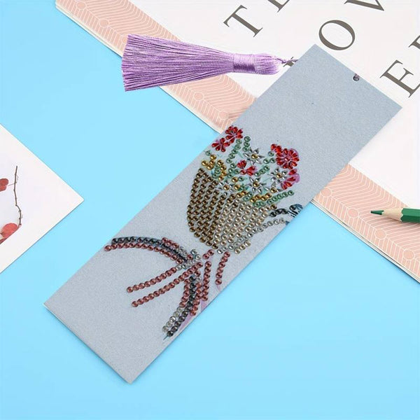 Diamond Painting Bookmark Bicycle Basket with Flowers