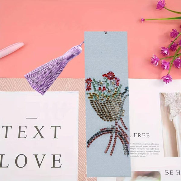 Diamond Painting Bookmark Bicycle Basket with Flowers