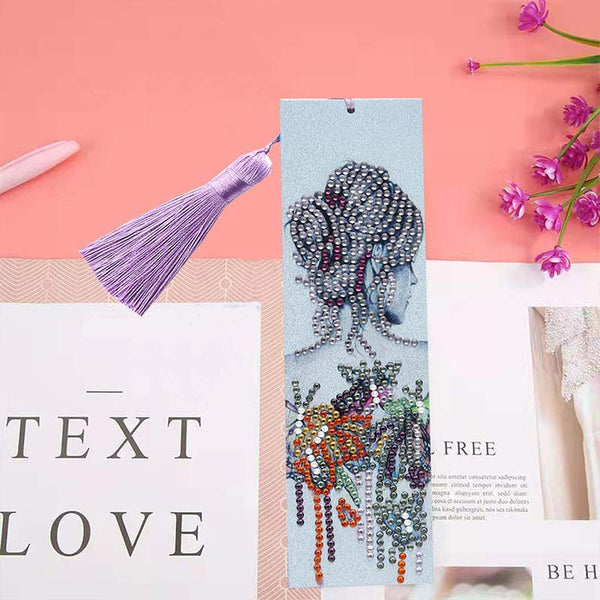 Diamond Painting Bookmark Woman with Flowers