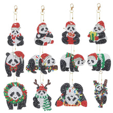 Load image into Gallery viewer, Diamond Painting Keychain Pandas 12 Pieces