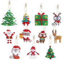 Load image into Gallery viewer, Diamond Painting Keychain Christmas 11 Pieces
