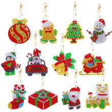 Load image into Gallery viewer, Diamond Painting Keychain Christmas 12 Pieces