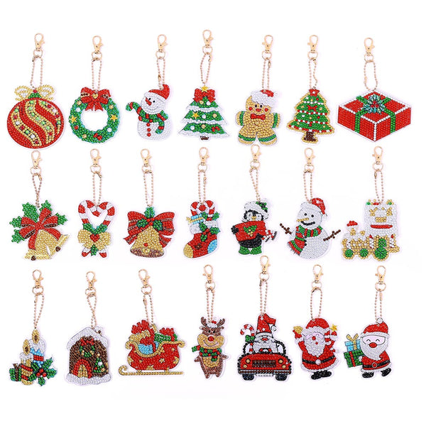 Diamond Painting Keychain Christmas 21 Pieces