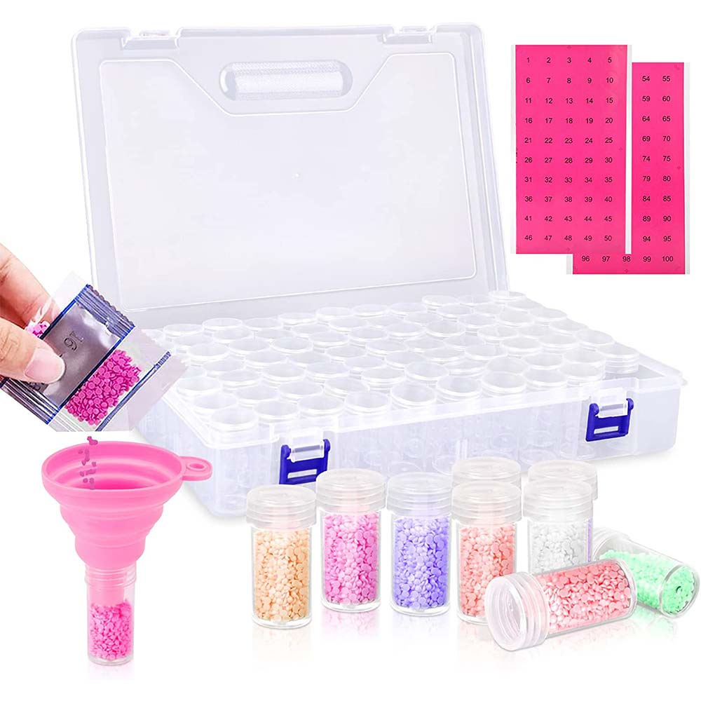 Diamond Painting XXL storage box with 80 round jars
