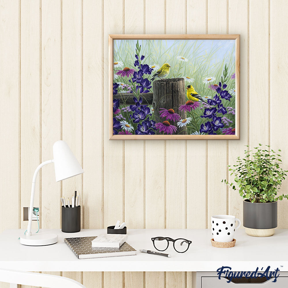 Paint by numbers Goldfinch Birds Figured'Art new arrivals, intermediate, animals, birds, flowers