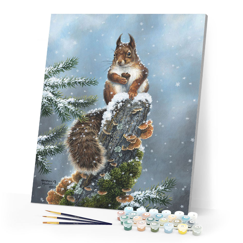Paint by numbers Perched Squirrel Figured'Art new arrivals, advanced, animals, squirrels