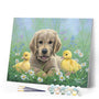 Paint by numbers Labrador and Chicks Figured'Art new arrivals, intermediate, animals, dogs, birds