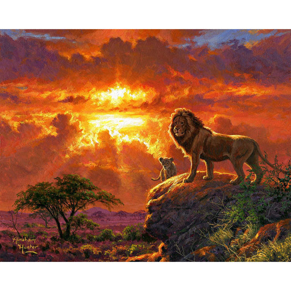 Paint by numbers Lion at Sunset Figured'Art new arrivals, intermediate, landscapes, animals, lions