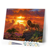 Paint by numbers Lion at Sunset Figured'Art new arrivals, intermediate, landscapes, animals, lions