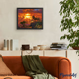 Paint by numbers Lion at Sunset Figured'Art new arrivals, intermediate, landscapes, animals, lions
