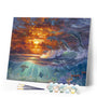 Paint by numbers Ocean and Sunset Figured'Art new arrivals, intermediate, landscapes, animals, fish, dolphins, turtles