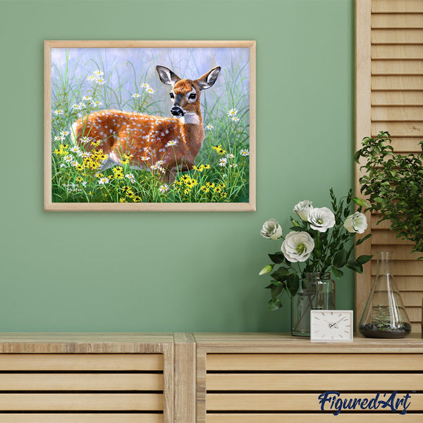 Paint by numbers Doe in the meadow Figured'Art new arrivals, intermediate, animals, deer