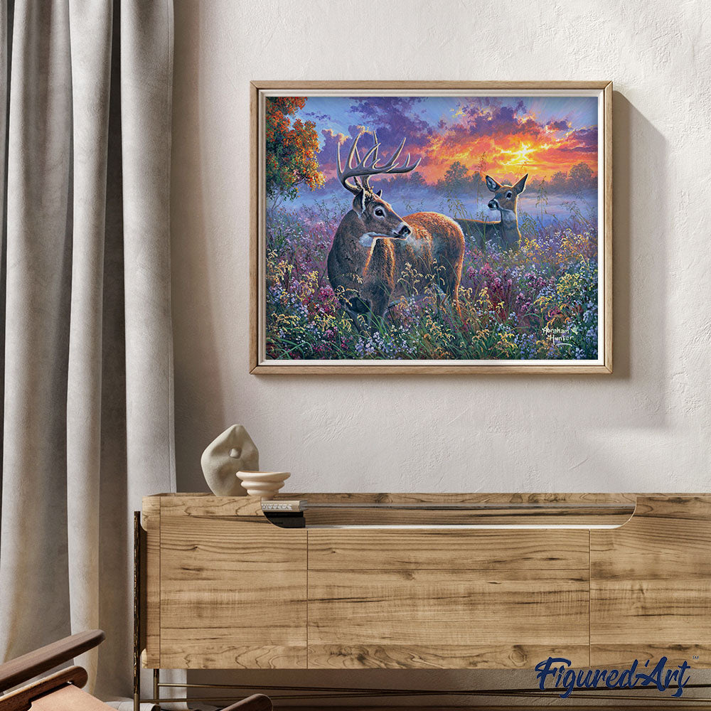 Paint by numbers Deer couple Figured'Art new arrivals, advanced, landscapes, animals, deer