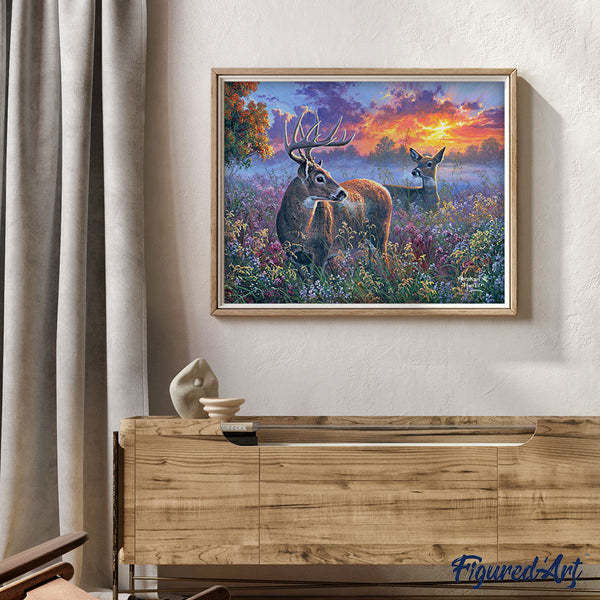Paint by numbers Deer couple Figured'Art new arrivals, advanced, landscapes, animals, deer