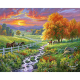 Paint by numbers Sunny Meadow Figured'Art new arrivals, advanced, landscapes, animals, horses