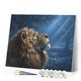 Paint by numbers Lion and Dim Light Figured'Art new arrivals, intermediate, animals, lions