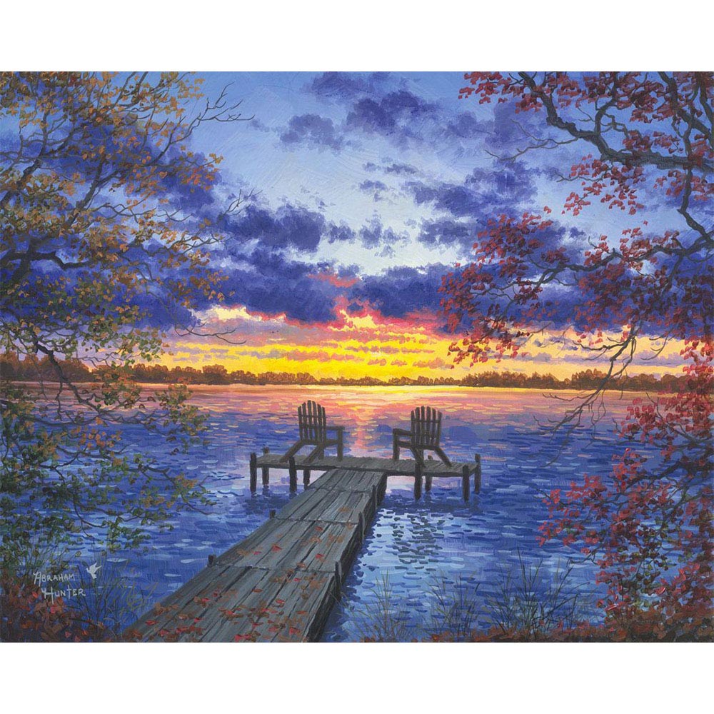 Paint by numbers Pontoon at Sunset Figured'Art new arrivals, advanced, landscapes