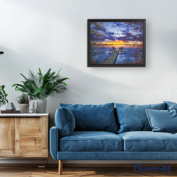 Paint by numbers Pontoon at Sunset Figured'Art new arrivals, advanced, landscapes