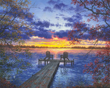 Load image into Gallery viewer, Paint by numbers Pontoon at Sunset Figured'Art new arrivals, advanced, landscapes