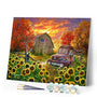 Paint by numbers Sunflowers in front of the barn Figured'Art new arrivals, advanced, landscapes, flowers