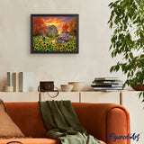 Paint by numbers Sunflowers in front of the barn Figured'Art new arrivals, advanced, landscapes, flowers