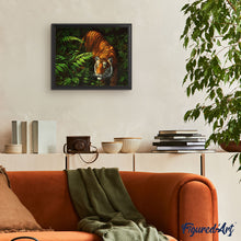 Load image into Gallery viewer, Paint by numbers Tiger In Ferns Figured'Art new arrivals, intermediate, animals, tigers