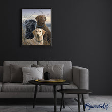 Load image into Gallery viewer, Paint by numbers Labrador Trio Figured'Art new arrivals, intermediate, animals, dogs