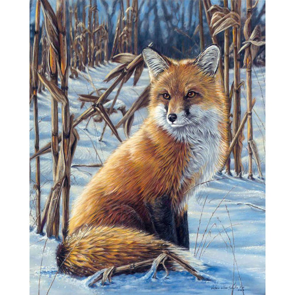 Paint by numbers Fox In The Snow Figured'Art new arrivals, advanced, animals, foxes