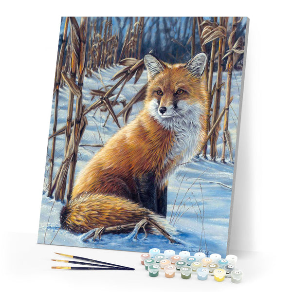 Paint by numbers Fox In The Snow Figured'Art new arrivals, advanced, animals, foxes
